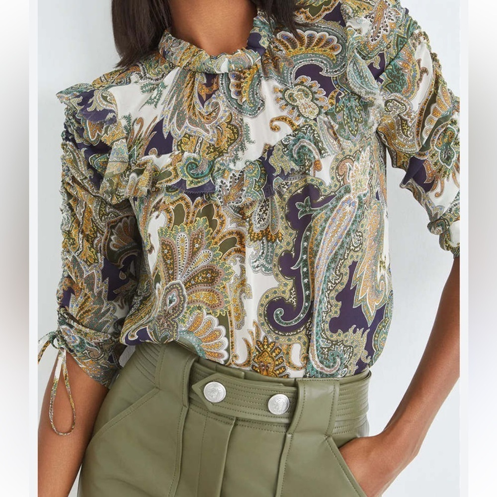 NWT Veronica Beard Howell Paisley Silk Blouse $448